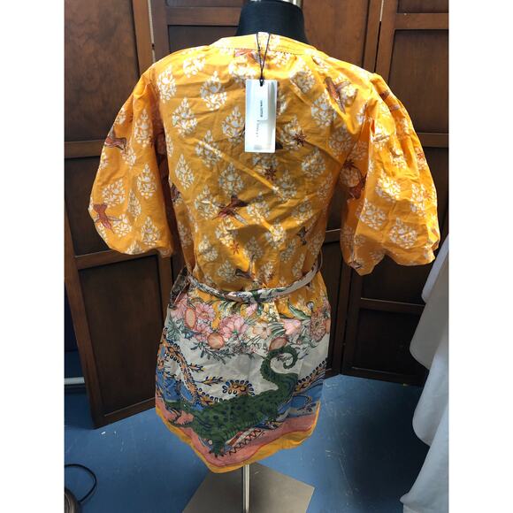 A loves A Yellow Floral Puff-Sleeve Midi Dress with Printed Skirt - Picture 5 of 10